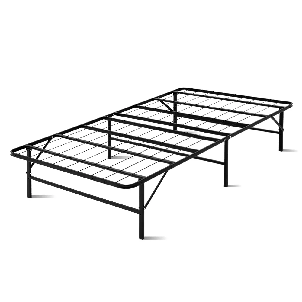 Pisa Foldable Metal Bed Frame - Black King Single - Nurns