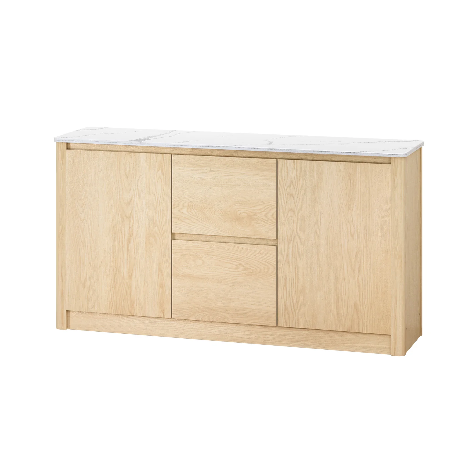 Todd Wooden Buffet Sideboard Marble Style Tabletop - Pine - Nurns