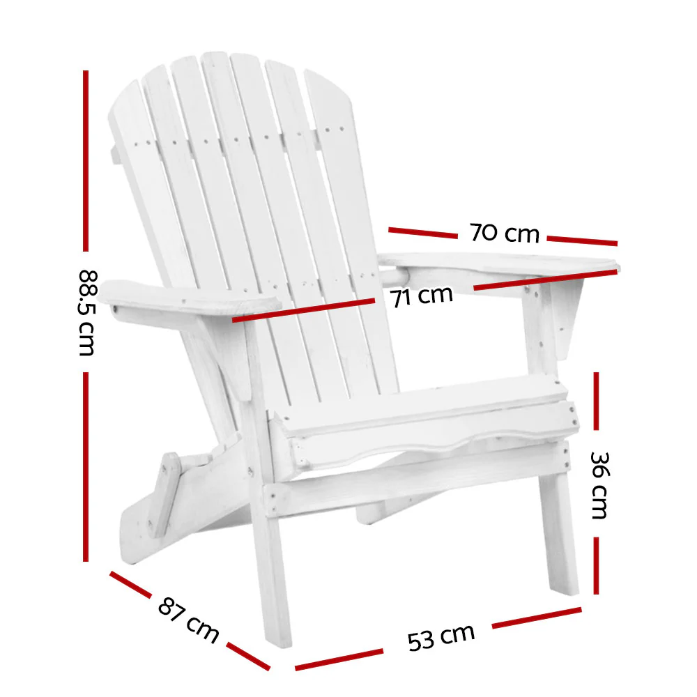 Adirondack Gardeon Outdoor Chairs Wooden Foldable Beach Chair Patio Furniture - Nurns