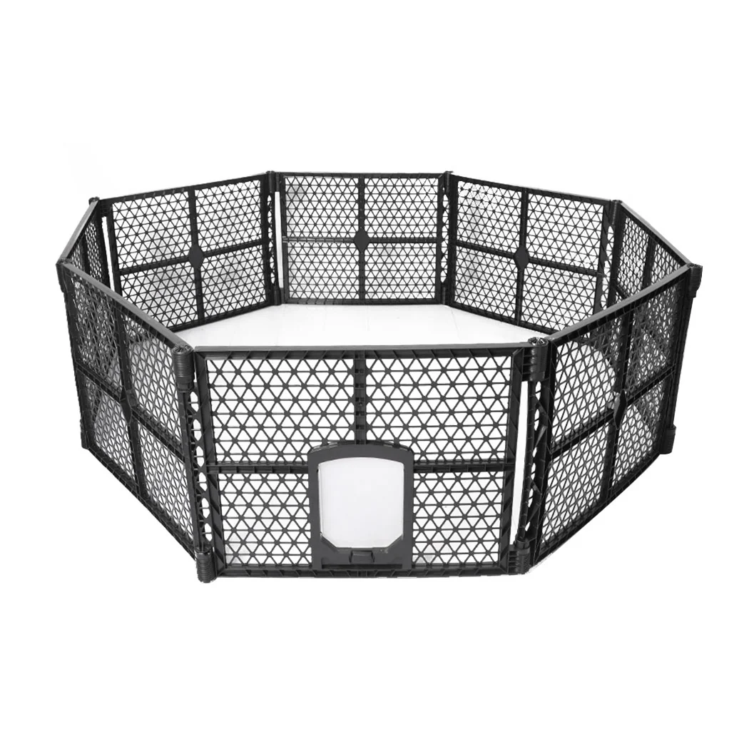 Pet Playpen Foldable Protable Dog Play Pens Plastic Garden Outdoor 8-Panels - Black Large - Nurns