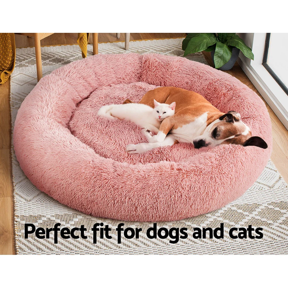 XLarge Dog Beds Pet 110cm Calming Soft Plush - Pink - Nurns
