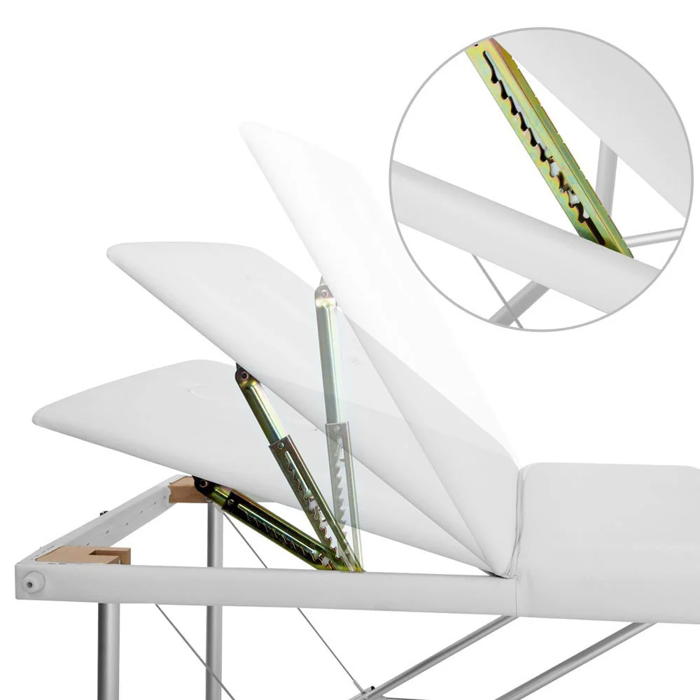Massage Table 75cm 3 Fold Aluminium Beauty Bed Portable Therapy White - Nurns
