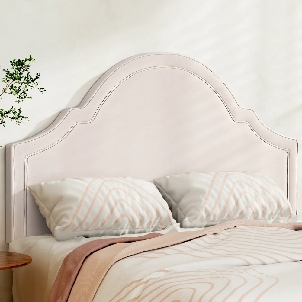 Bed Head Headboard Velvet - Beige Queen - Nurns