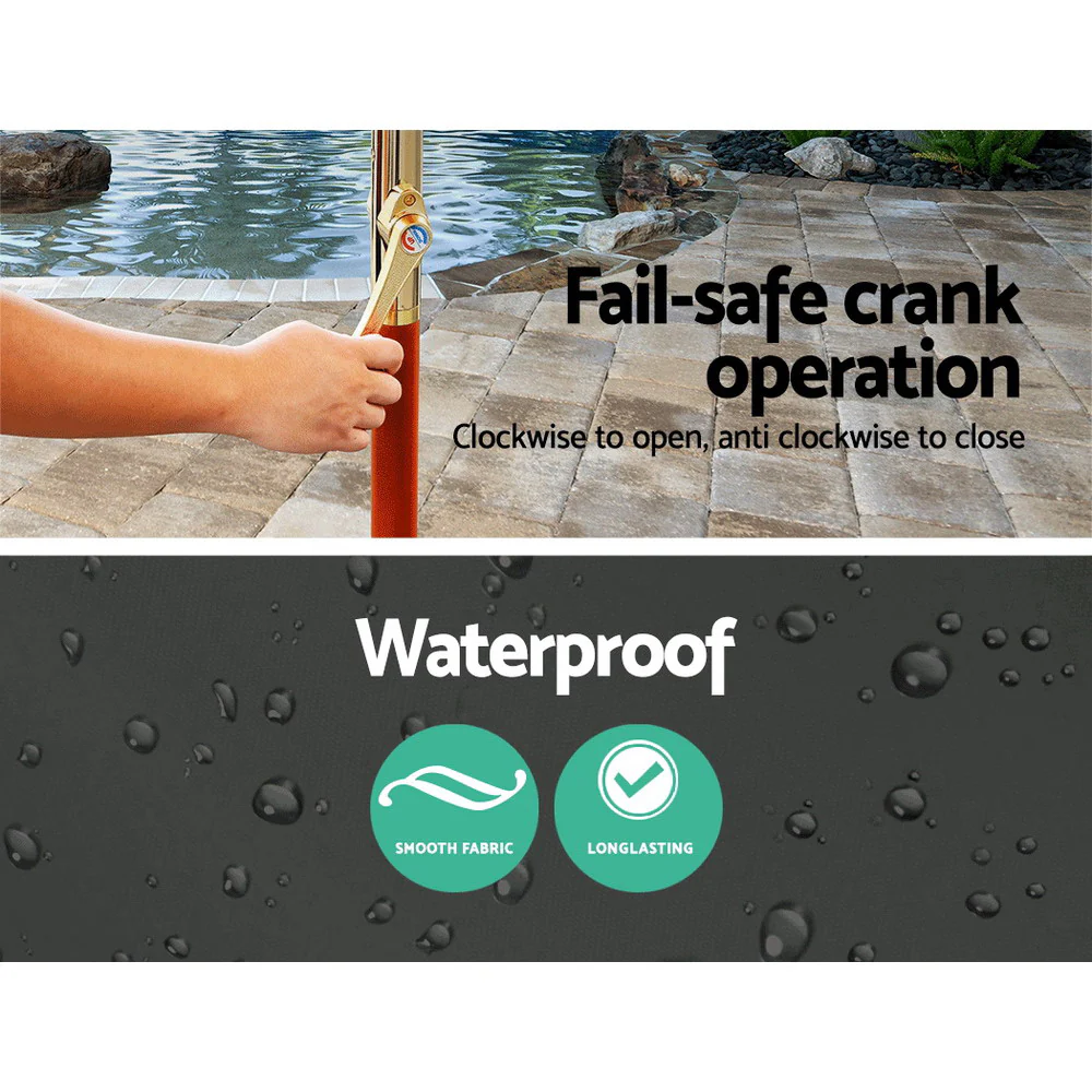 Instahut 3m Outdoor Umbrella Pole Umbrellas Beach Garden Sun Stand Patio Charcoal - Nurns