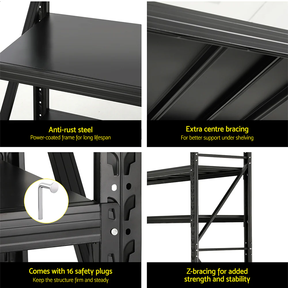 Giantz 2Mx1.8M Garage Shelving Warehouse Rack Pallet Racking Storage Shelf Black - Nurns