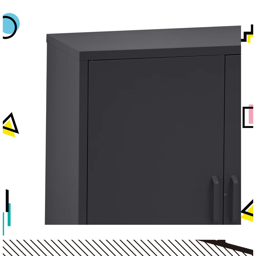 Ansel Buffet Sideboard Metal Cabinet - Charcoal - Nurns