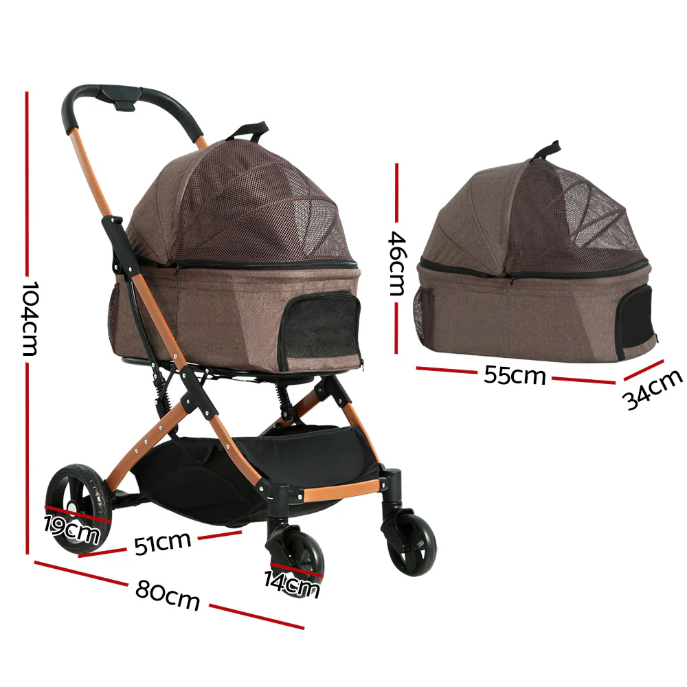 Pet Stroller Dog Pram Cat Carrier Travel Pushchair Foldable 4 Wheels Large - Nurns