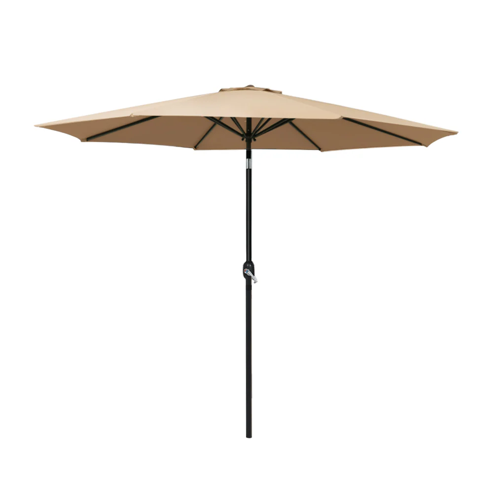 Instahut 2.7m Outdoor Umbrella Pole Stand Garden Sun Beige - Nurns
