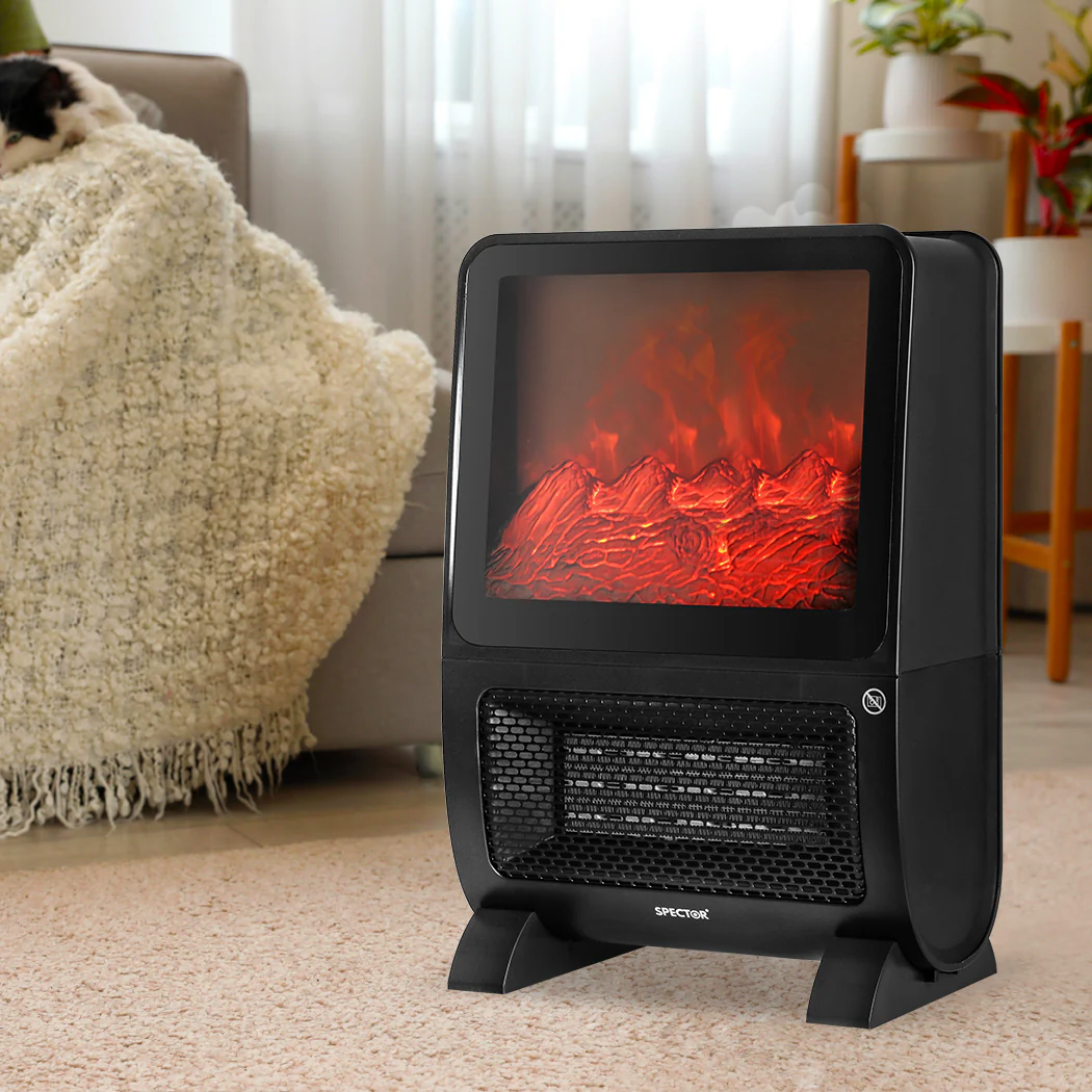 Electric Heater Fireplace Portable 3D Flame Remote Overheat Home 2000W - Nurns