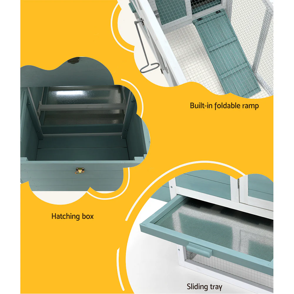 Chicken Coop Rabbit Hutch Large House Run Cage Wooden Outdoor Pet Hutch - Nurns