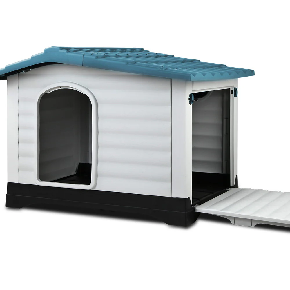 Dog Kennel Kennels Outdoor Plastic Pet House Puppy Outside - Blue XL - Nurns