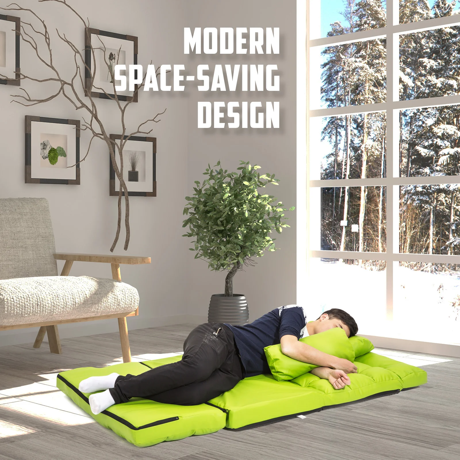 Merryn 2-Seater Lounge Couch Sofa Bed Double Seat Leather - Green - Nurns