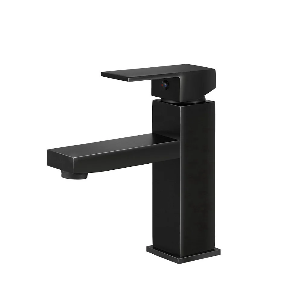 Bathroom Basin Mixer Tap Square Faucet Vanity Laundry Black - Nurns