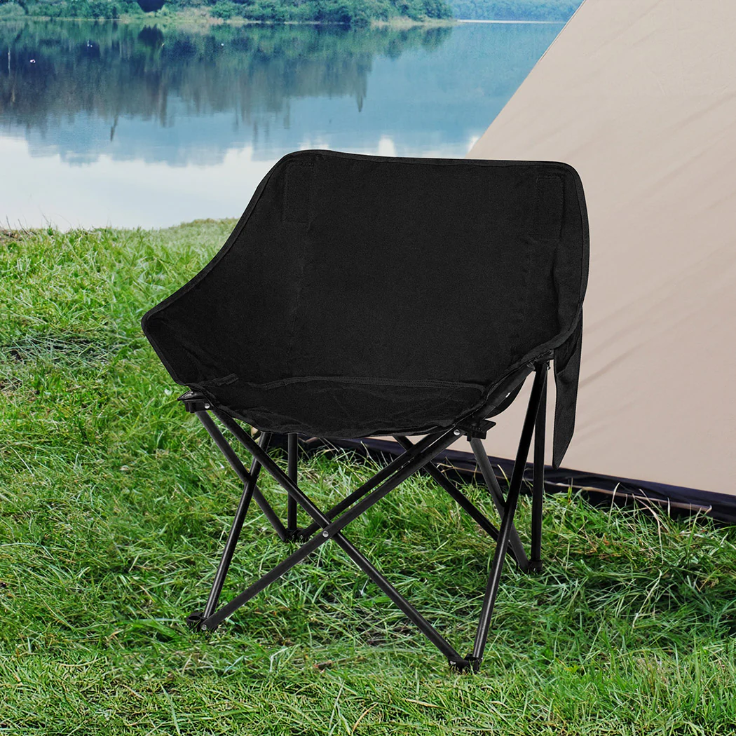 Folding Camping Moon Chair Lightweight - Black - Nurns