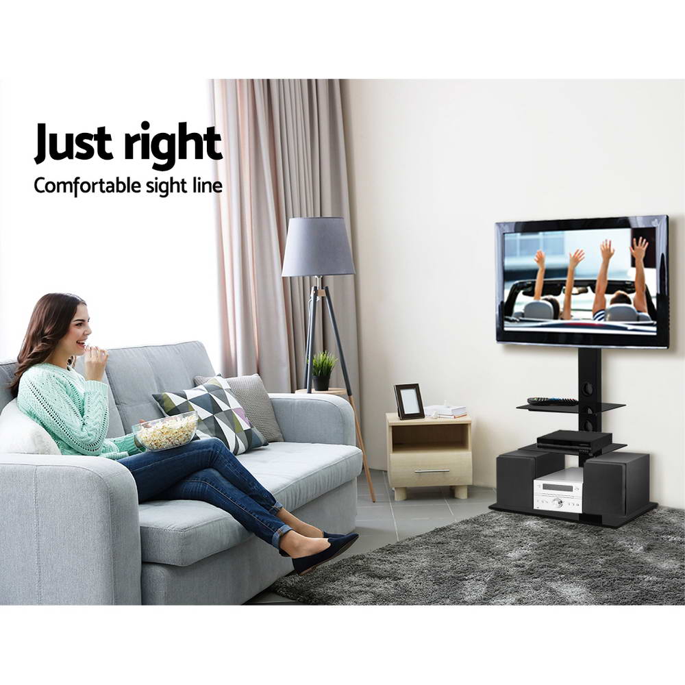 Floor TV Stand Bracket Mount Swivel Height Adjustable 32 to 70 Inch Black - Nurns