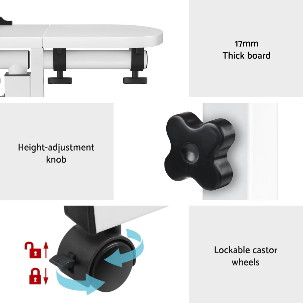 Artiss Laptop Desk Table Fan Cooling White 60cm - Nurns