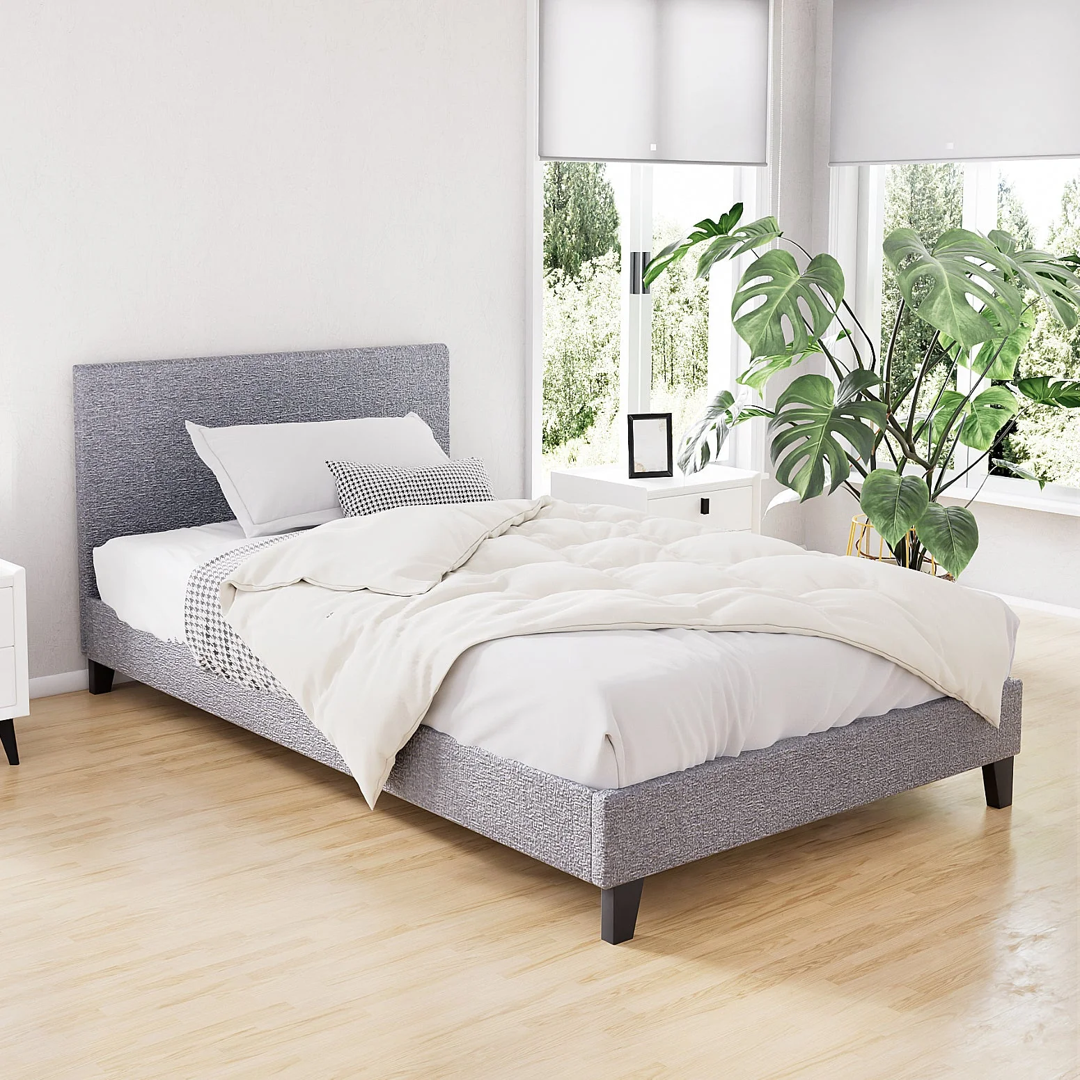 Saturn Bed & Mattress Package - Grey Single - Nurns