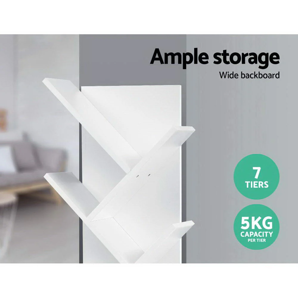 Artiss Tree Bookshelf 7 Tiers - Echo White - Nurns