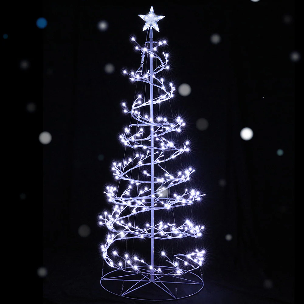 6ft 1.8m 320 LED Christmas Tree Xmas Cold White Lights Optic Fibre - Nurns