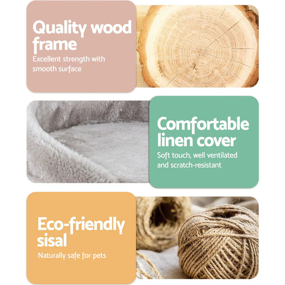 Cat Tree Scratching Post Scratcher Tower Condo House Grey 135cm - Grey - Nurns