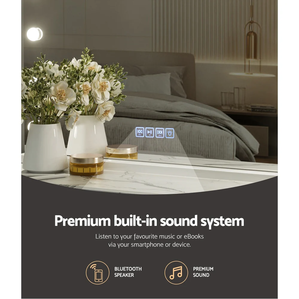 Bluetooth Makeup Mirror 80x58cm Hollywood with Light Vanity Wall 15 LED - Nurns