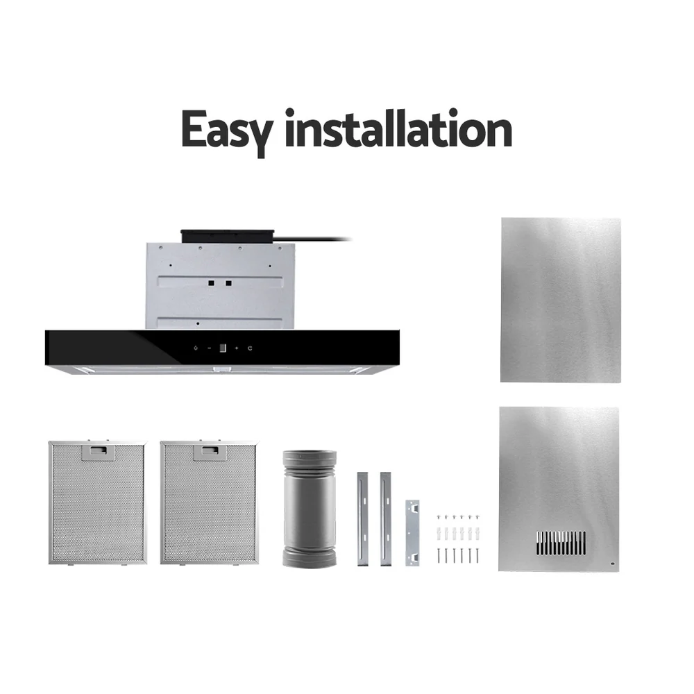 Devanti 600mm Range Hood 60cm Rangehood Glass Stainless Steel - Nurns