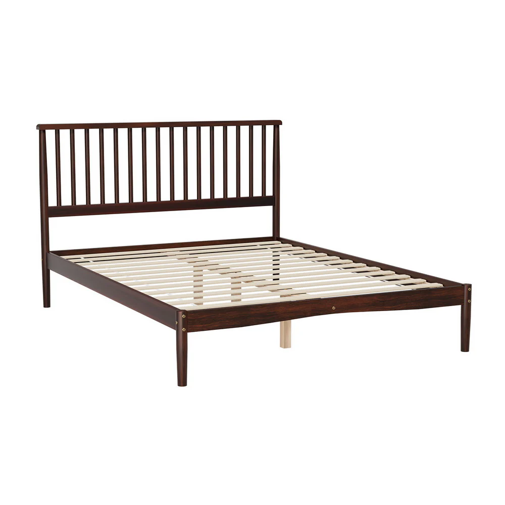 Fiji Bed Frame Wooden Base Platform - Walnut Double - Nurns