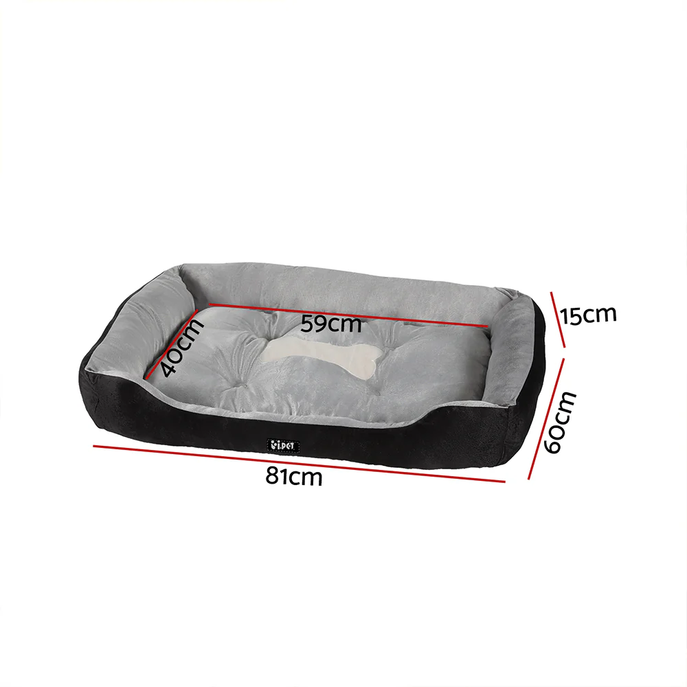 LARGE Dog Beds Pet Calming Soft Sleeping Comfy Plush Mat Cave Washable - Black - Nurns