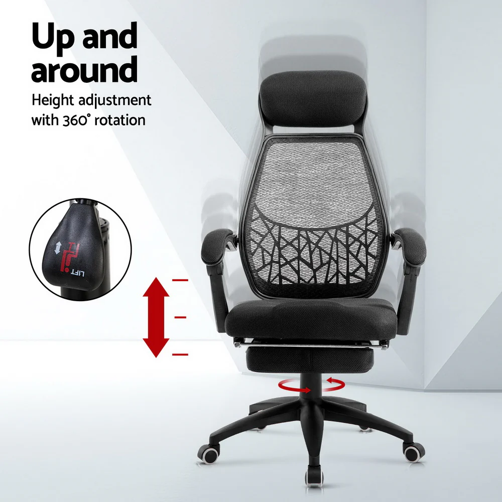 Artiss Mesh Office Chair Recliner Black - Nurns