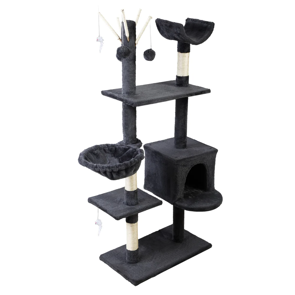 Cat Tree 140cm Trees Scratching Post Scratcher Tower Condo House Furniture Wood - Nurns