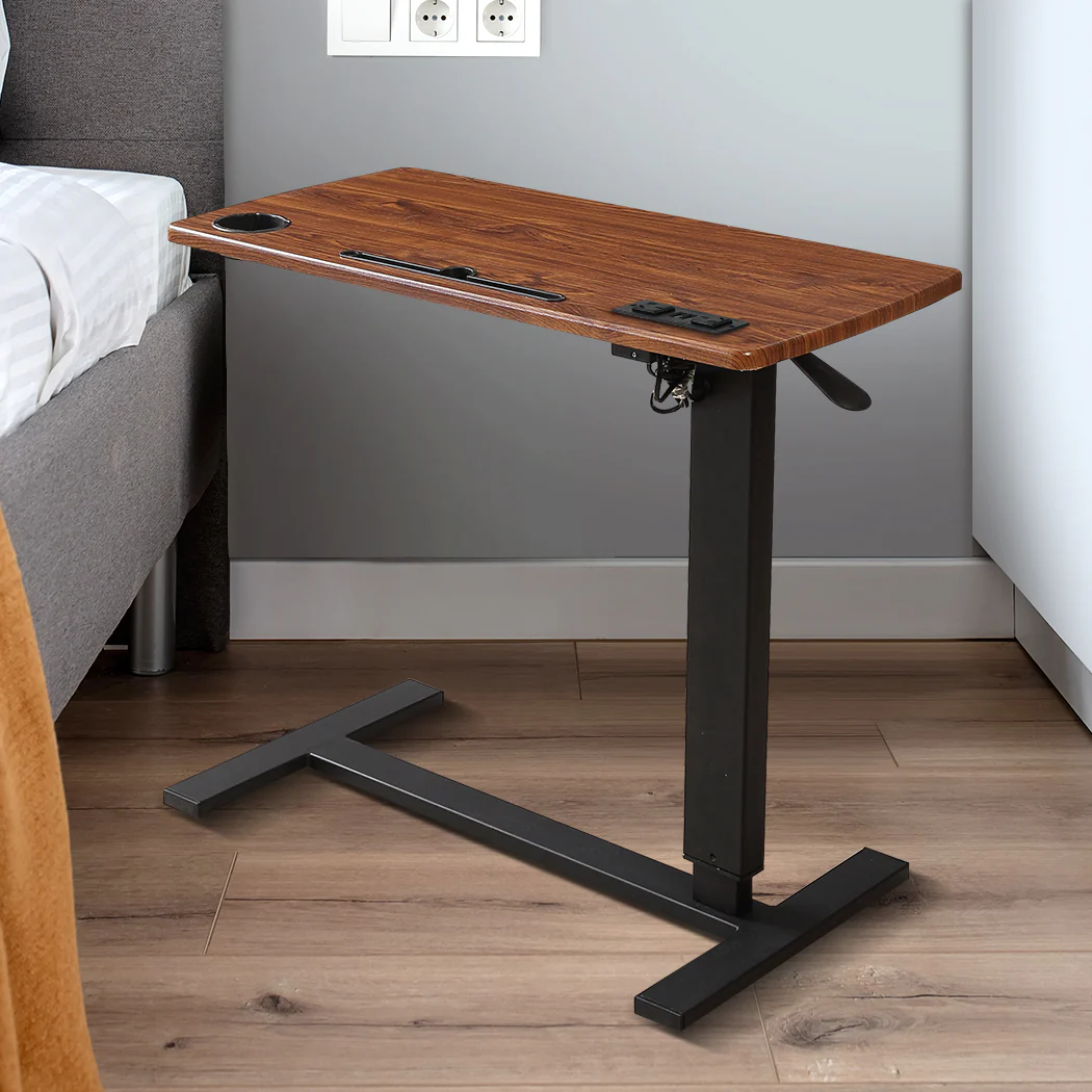 Levede Mobile Standing Desk Foldable Brown Fold - Nurns