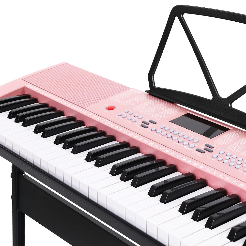 Alpha 61 Keys Electronic Piano Keyboard Digital Electric w/ Stand Lighted Pink - Nurns