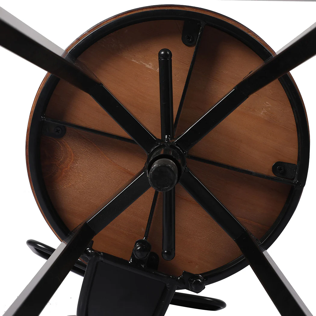 Set of 2 Marseille Industrial Bar Stools Chairs Kitchen Stool Wooden Barstools Swivel - Black & Wood - Nurns