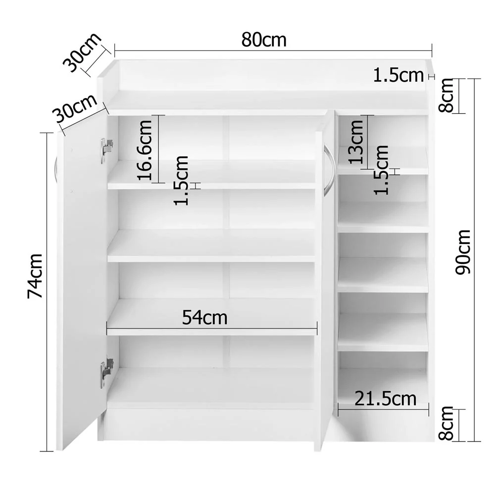 Artiss Shoe Rack Cabinet 21 Pairs Adjustable Shelves White Clair - Nurns