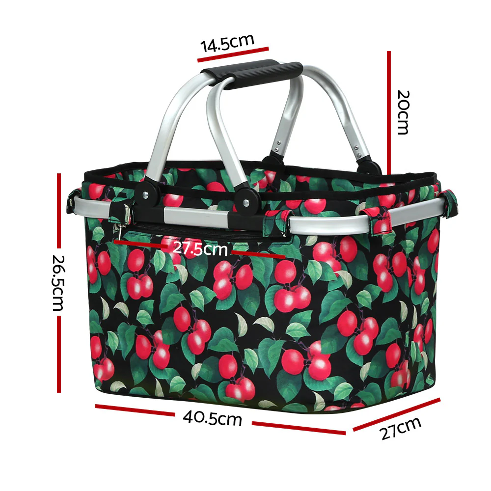 Picnic Bag Basket Folding Large Hamper Camping Hiking Insulated - Nurns