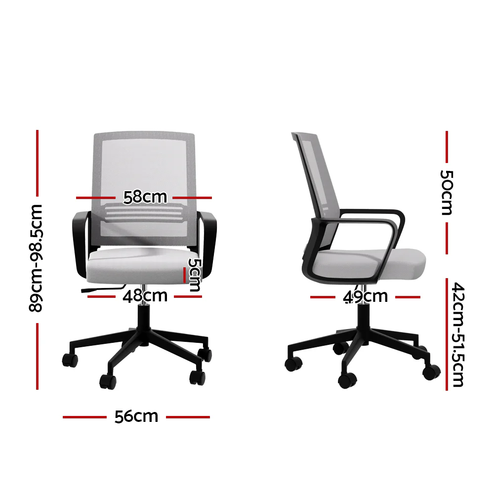 Artiss Mesh Office Chair Computer Gaming Desk Chairs Work Study Mid Back Grey - Nurns