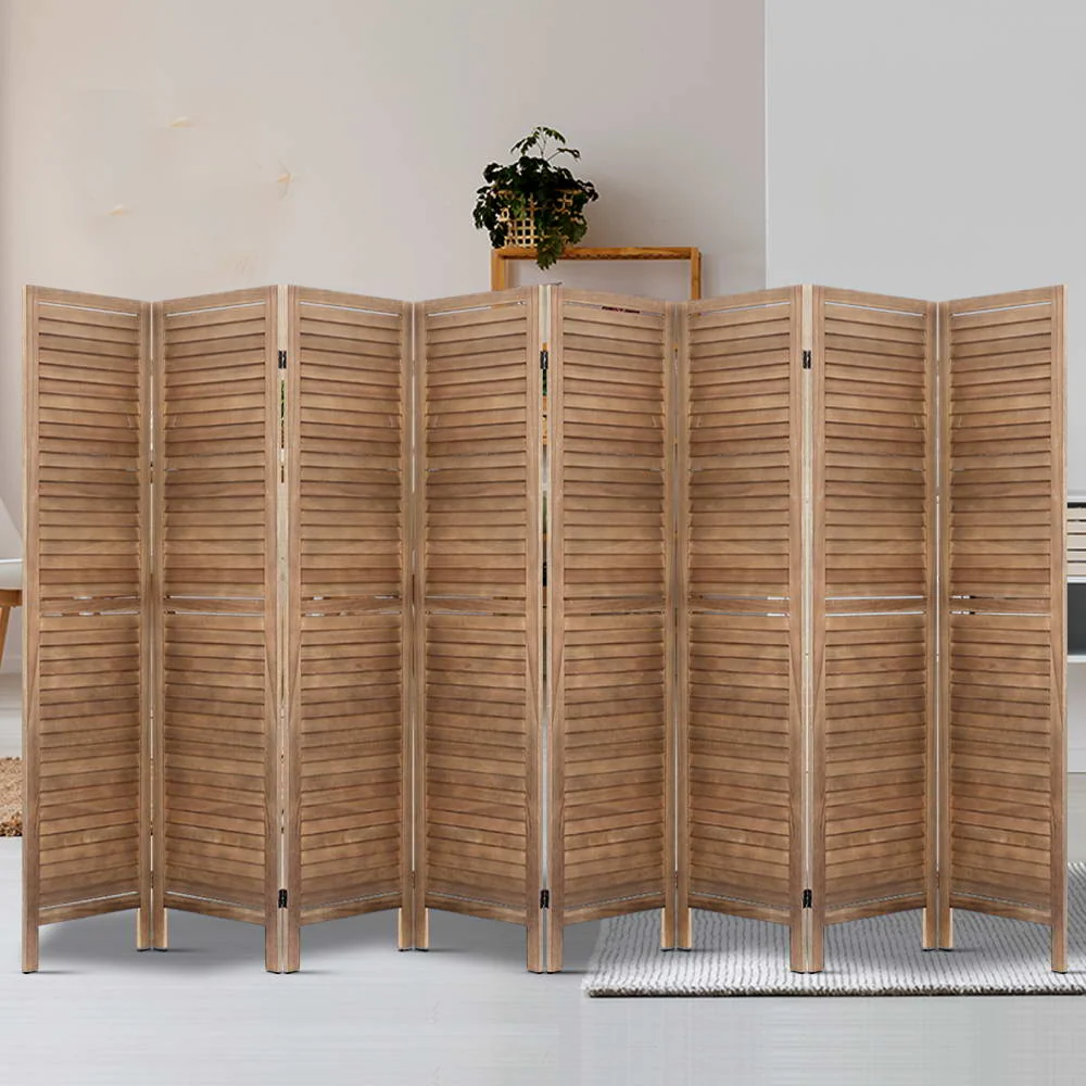 8 Panel Room Divider Screen 326x170cm - Oak - Nurns