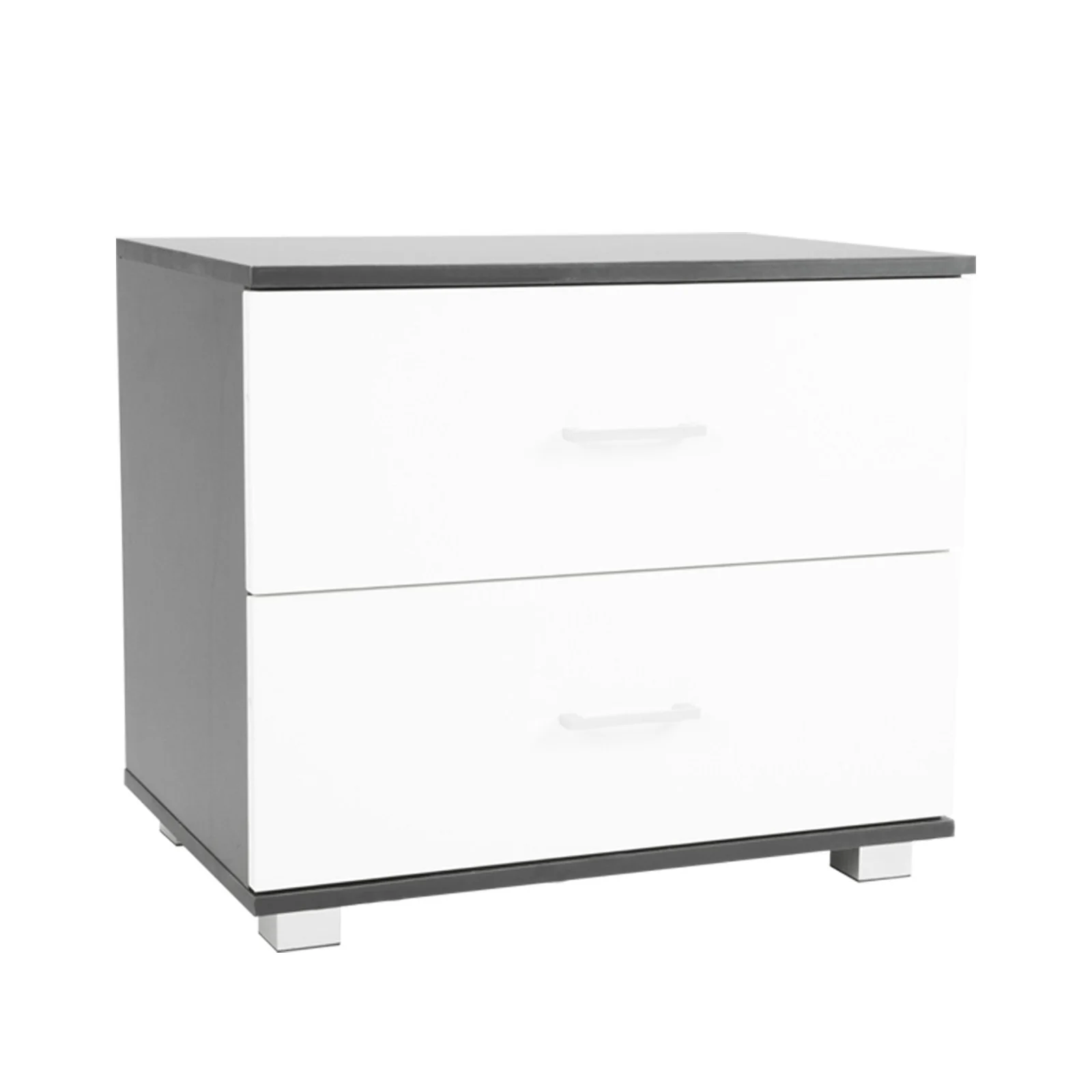 Bedside Table Cabinet Storage Chest 2 Drawers Lamp Side Nightstand White Black - Nurns