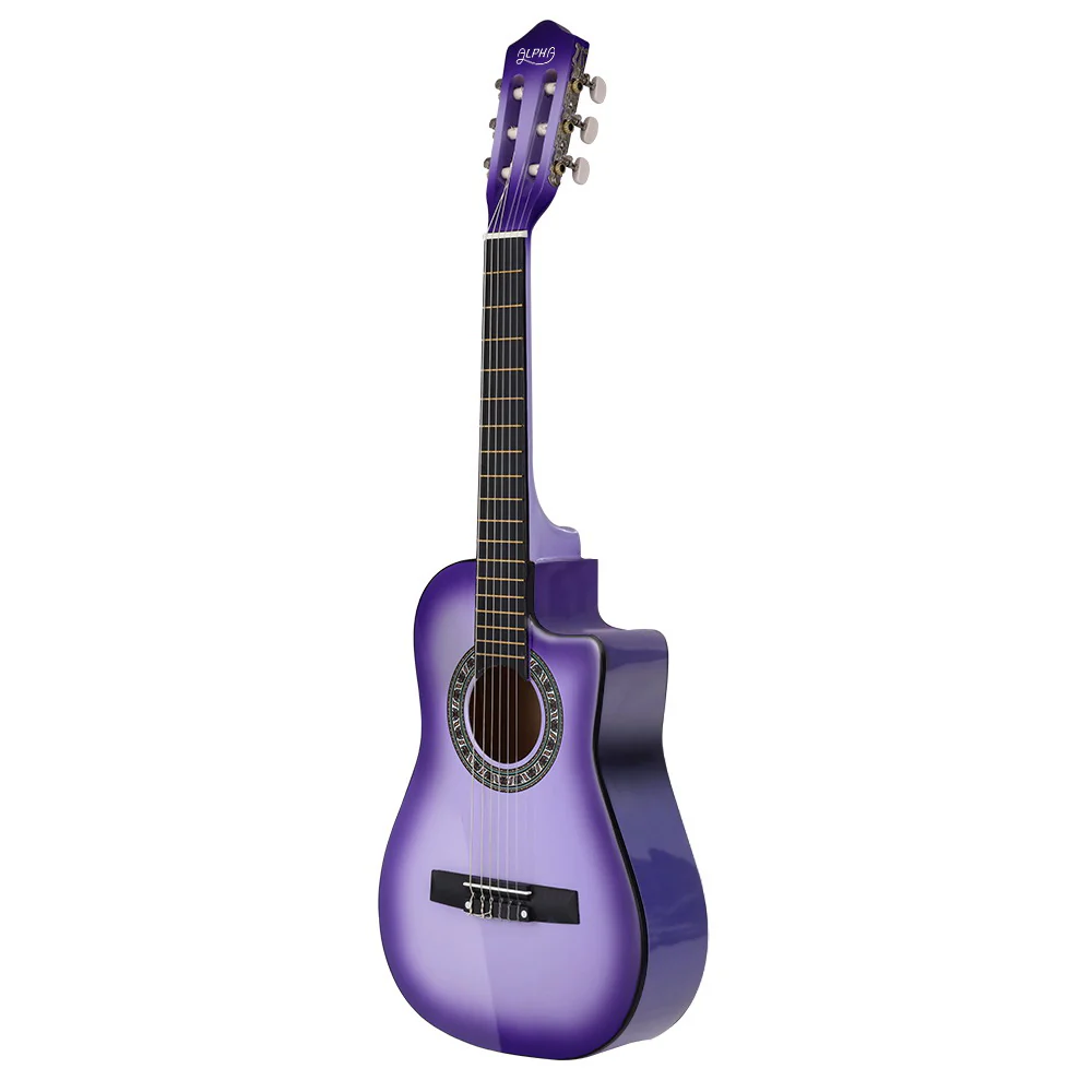 Alpha 34 Inch Classical Guitar Wooden Body Nylon String Beginner Kids Gift Purple - Nurns