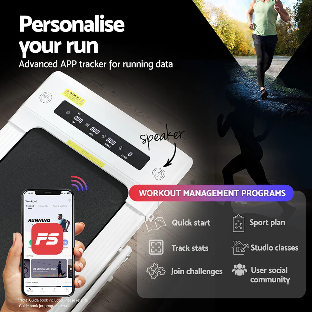 Everfit Treadmill Electric Walking Pad Under Desk Home Gym Fitness 400mm White - Nurns