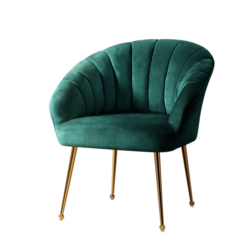 Michelle Accent Velvet Lounge Armchair - Green - Nurns