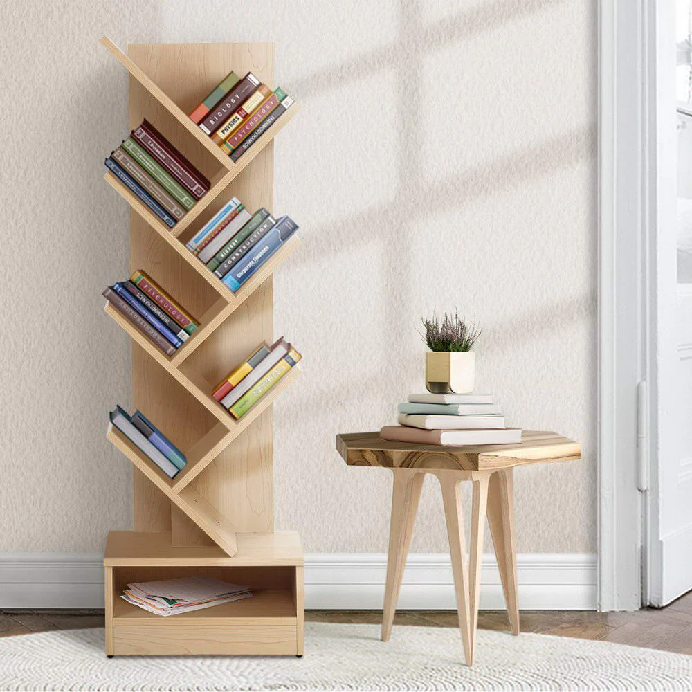 Artiss Tree Bookshelf 7 Tiers - Echo Oak - Nurns