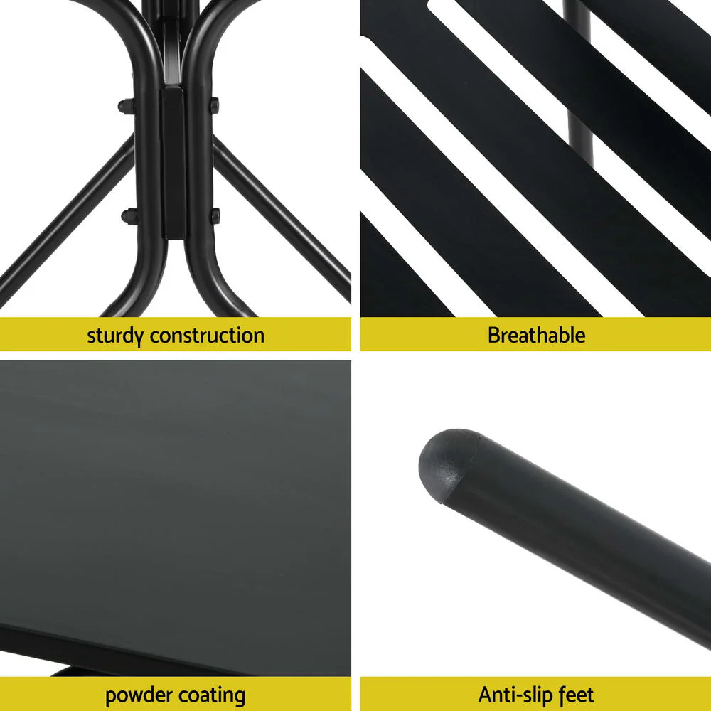 Stussy 2-Seater Outdoor Patio Furniture Steel 3-Piece Bistro Set - Black - Nurns