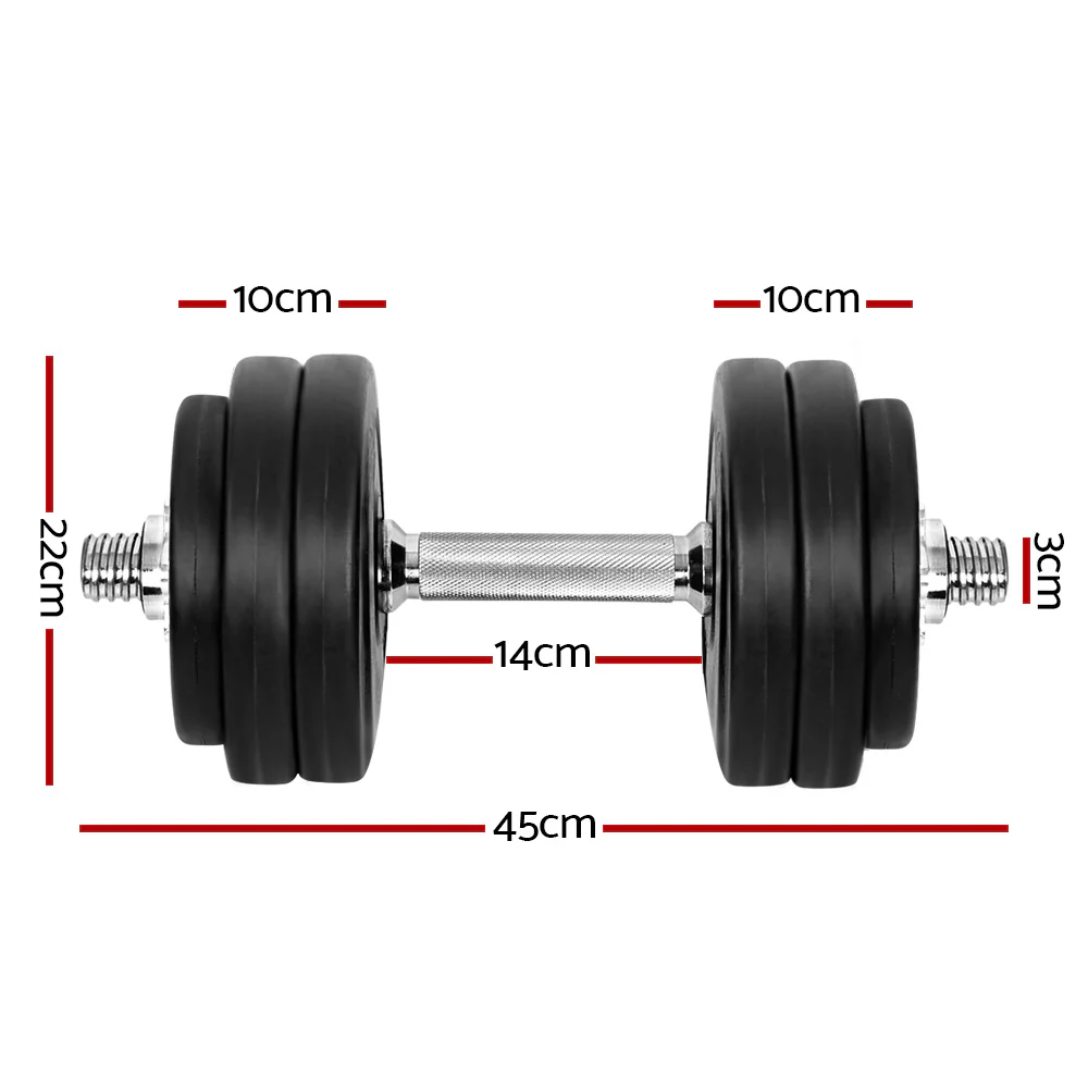 Everfit 30kg Dumbbell Set Weight Plates Dumbbells Lifting Bench - Nurns