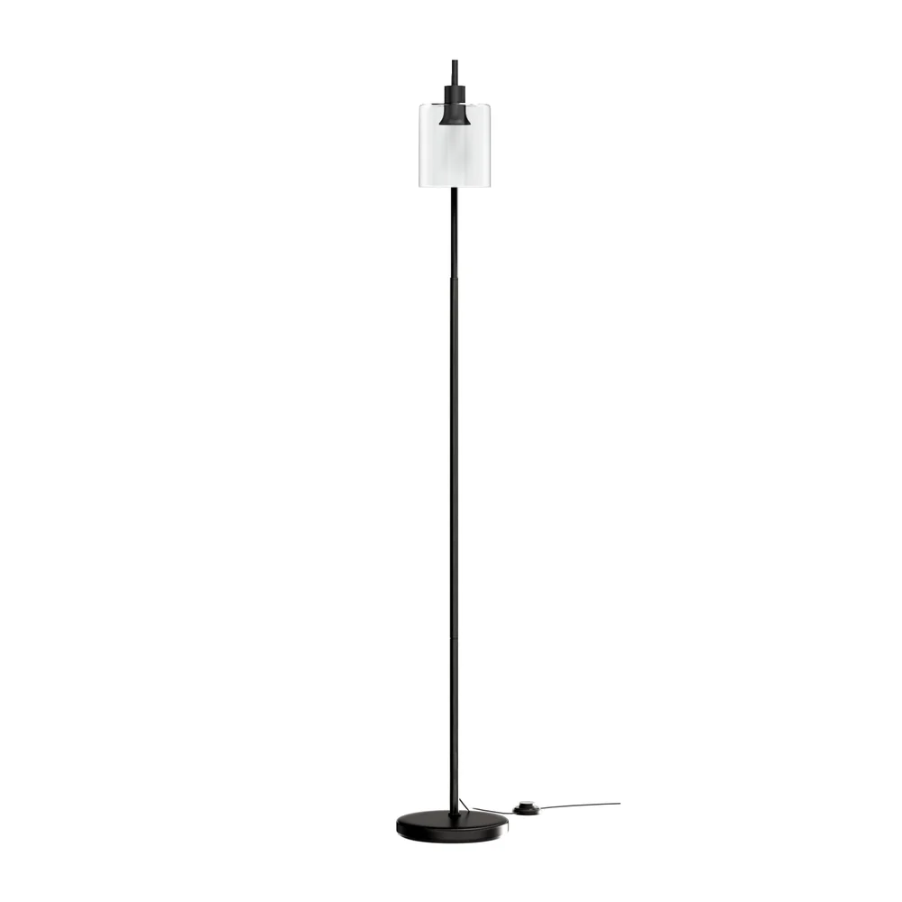 Floor Lamp Light Stand Modern Home Living Room Office Reading Glass Shade - Black - Nurns