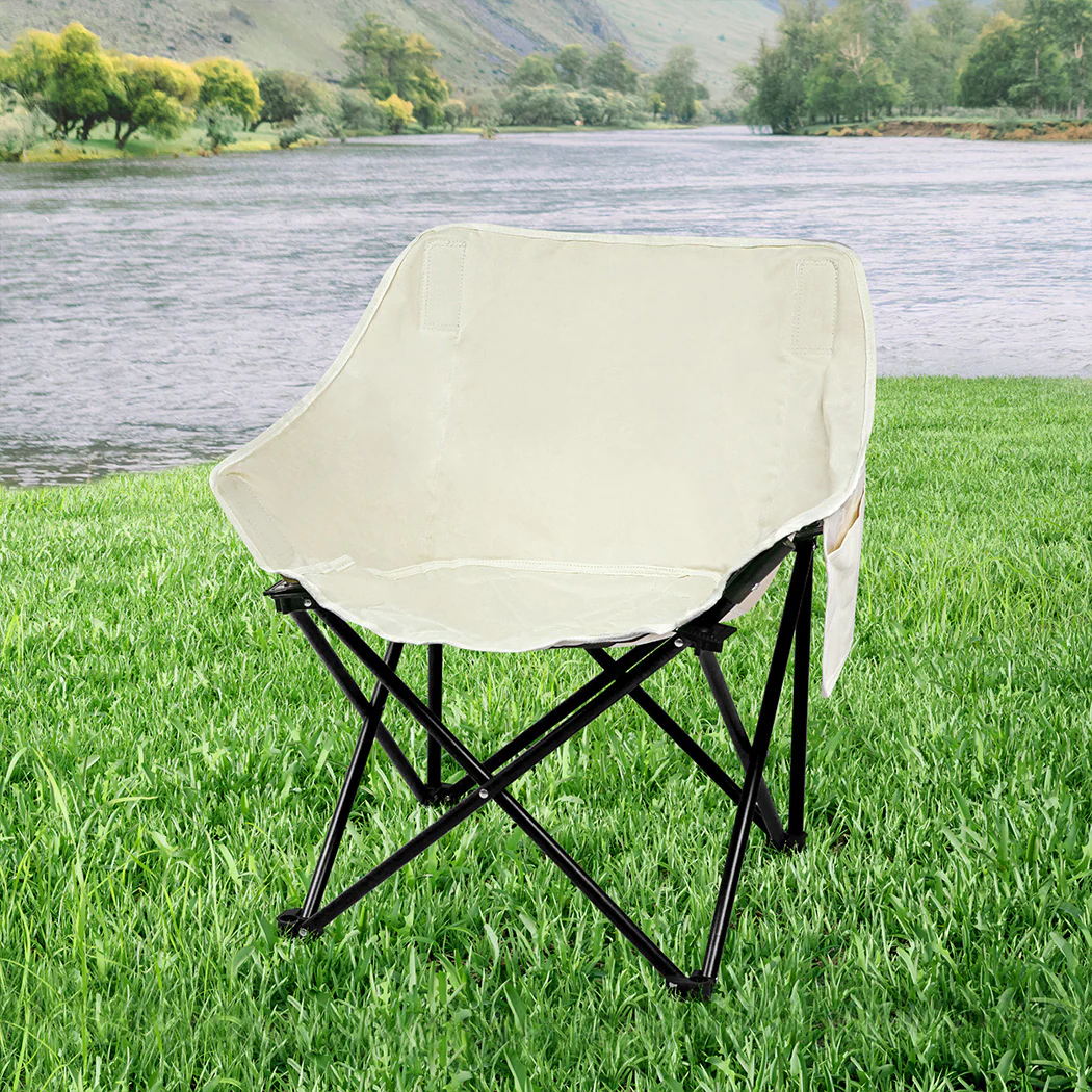 Folding Camping Moon Chair Lightweight - Beige - Nurns
