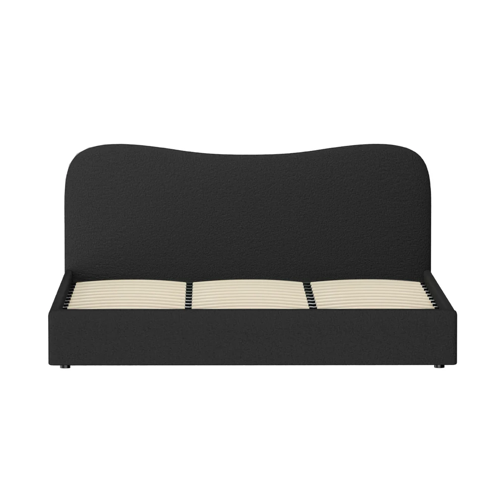 Naida Bed Frame Bouclé - Black King - Nurns