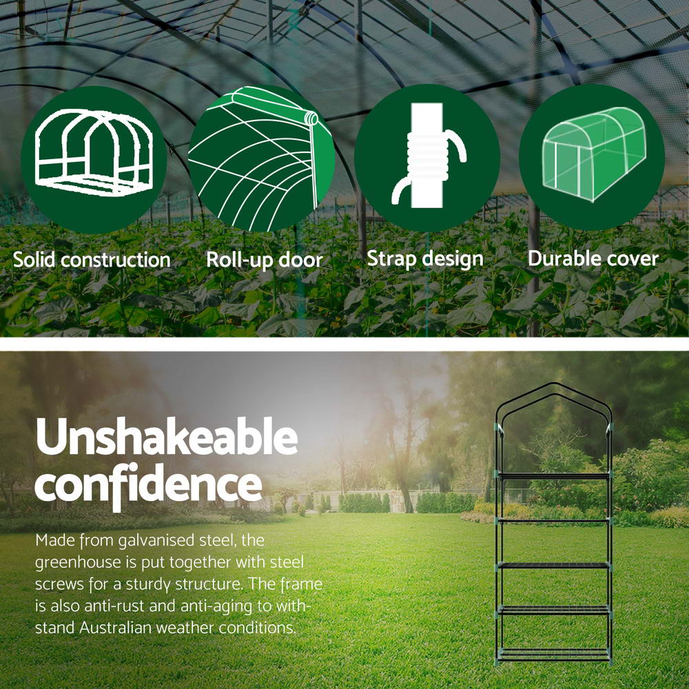 Greenfingers Greenhouse 5 Tiers Mini Green House Garden Bed Planter Box 1.9x0.7x0.5M - Nurns