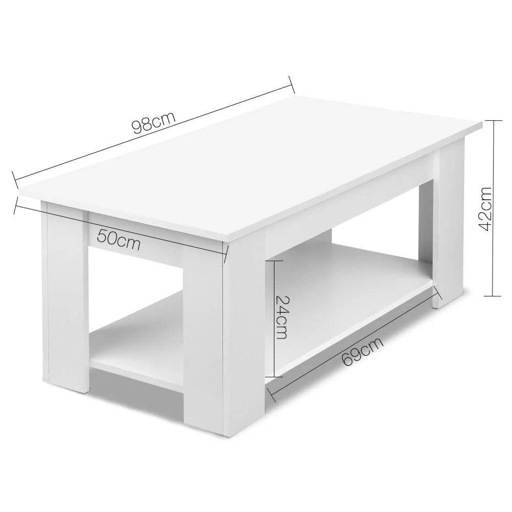 Lift Up Top Mechanical Coffee Table - White - Nurns