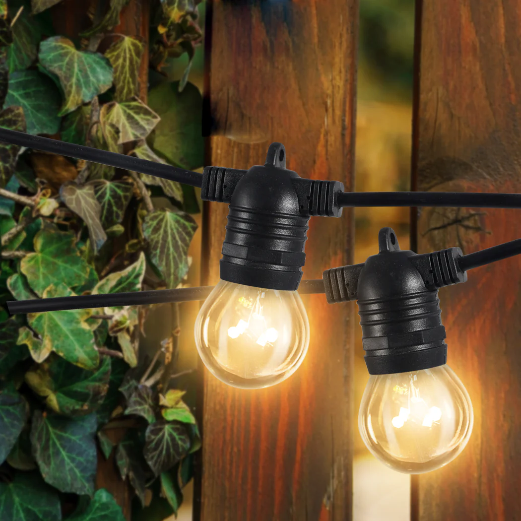 60M 60 LED Bulbs Festoon String Lights Christmas Party Waterproof Outdoor - Warm White - Nurns